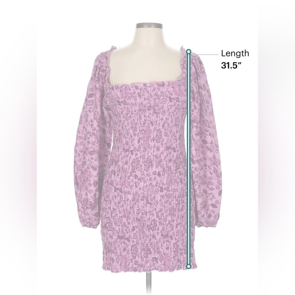 Free People Smock It To Me Mini Dress - Azalea Combo Purple Floral - Large - NWT - Picture 11 of 11